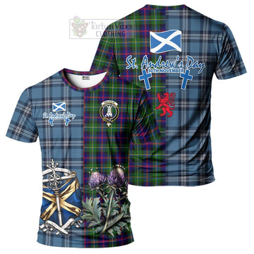 Malcolm Tartan T-Shirt Happy St. Andrew's Day Half Tartan Style