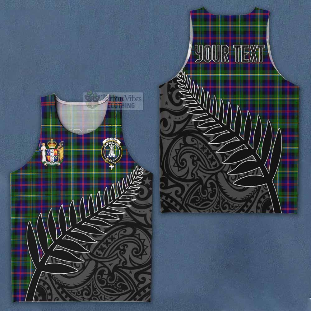 Tartan Vibes Clothing Malcolm Crest Tartan Men's Tank Top with New Zealand Silver Fern Half Style