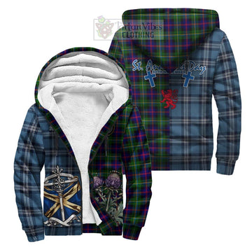 Malcolm Tartan Sherpa Hoodie Happy St. Andrew's Day Half Tartan Style