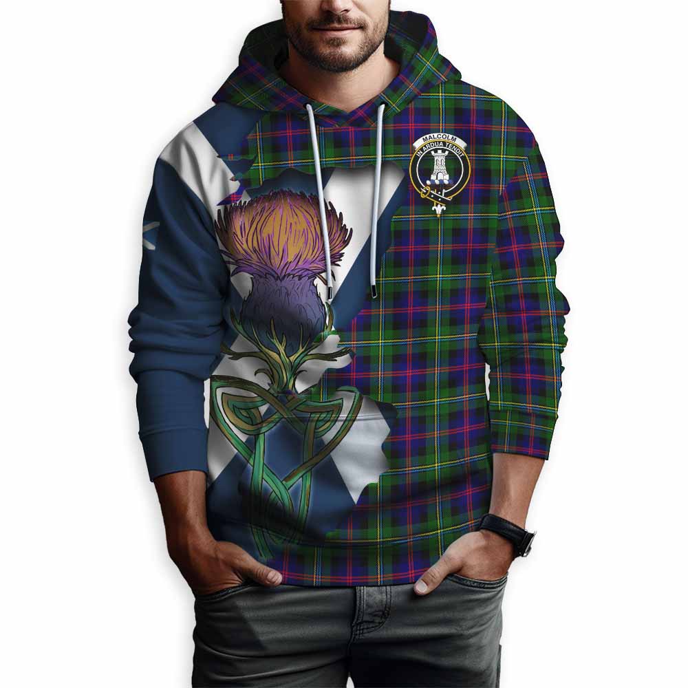 Malcolm Tartan Family Crest Hoodie Scottish Thistle Celtic Inspired Pullover Hoodie - Tartan Vibes Clothing