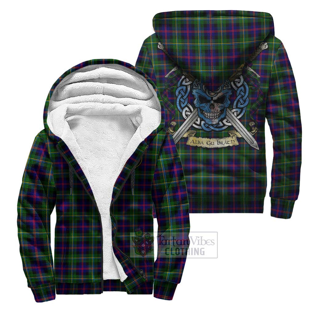 Tartan Vibes Clothing Malcolm Tartan Sherpa Hoodie with Family Crest Celtic Skull Style