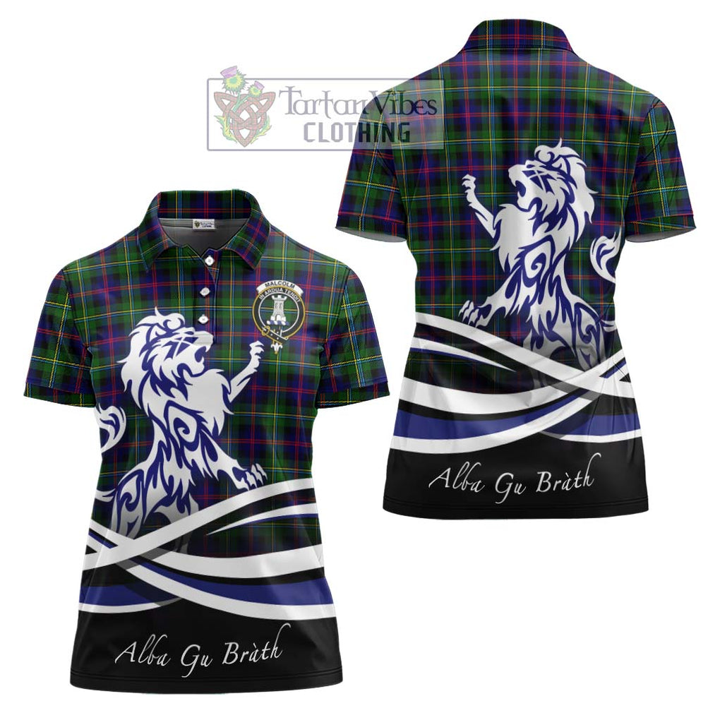 Malcolm Tartan Women's Polo Shirt with Alba Gu Brath Regal Lion Emblem Women - Tartanvibesclothing Shop