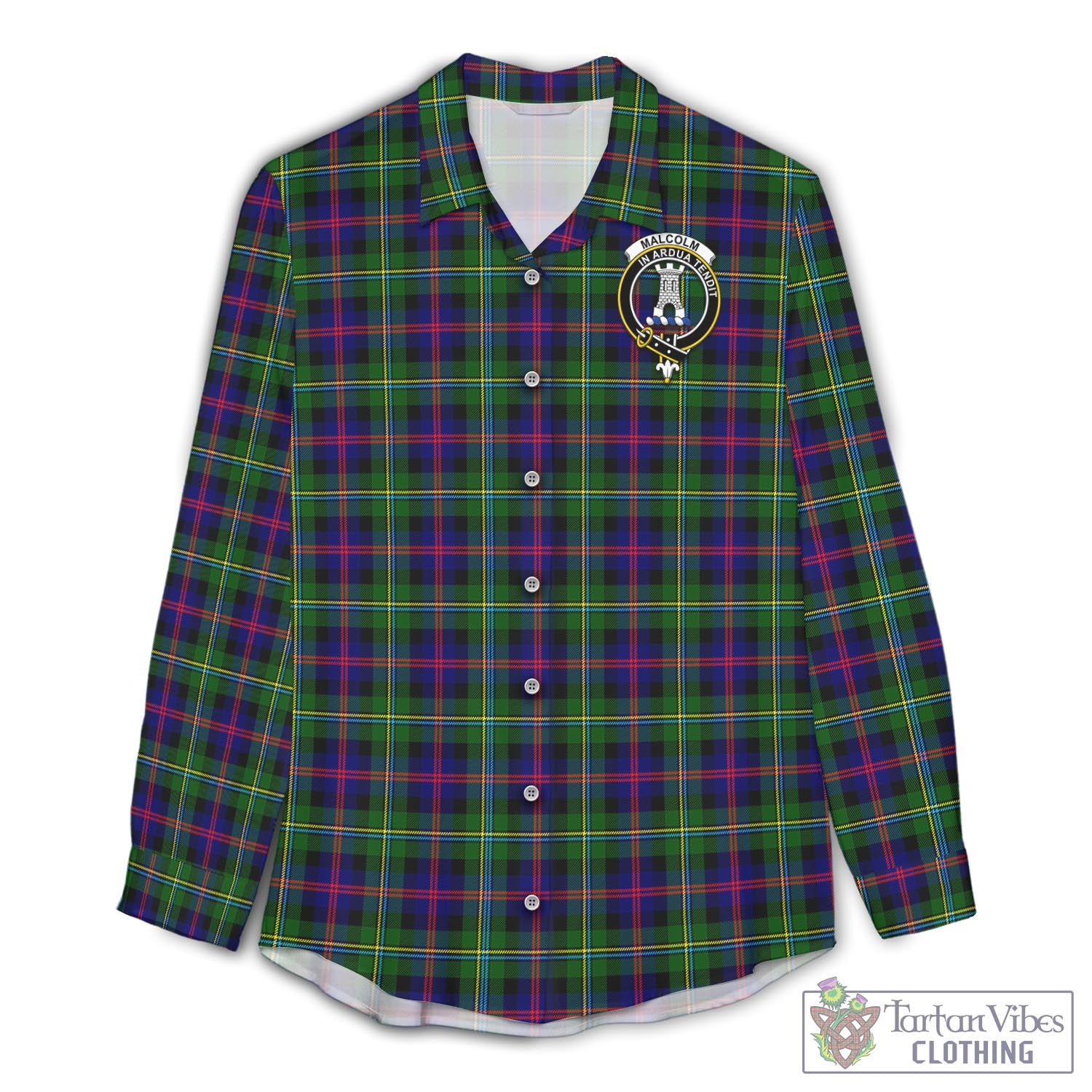 Tartan Vibes Clothing Malcolm Tartan Womens Casual Shirt with Family Crest