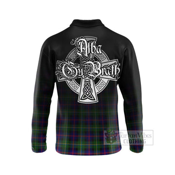 Malcolm Tartan Long Sleeve Polo Shirt Featuring Alba Gu Brath Family Crest Celtic Inspired