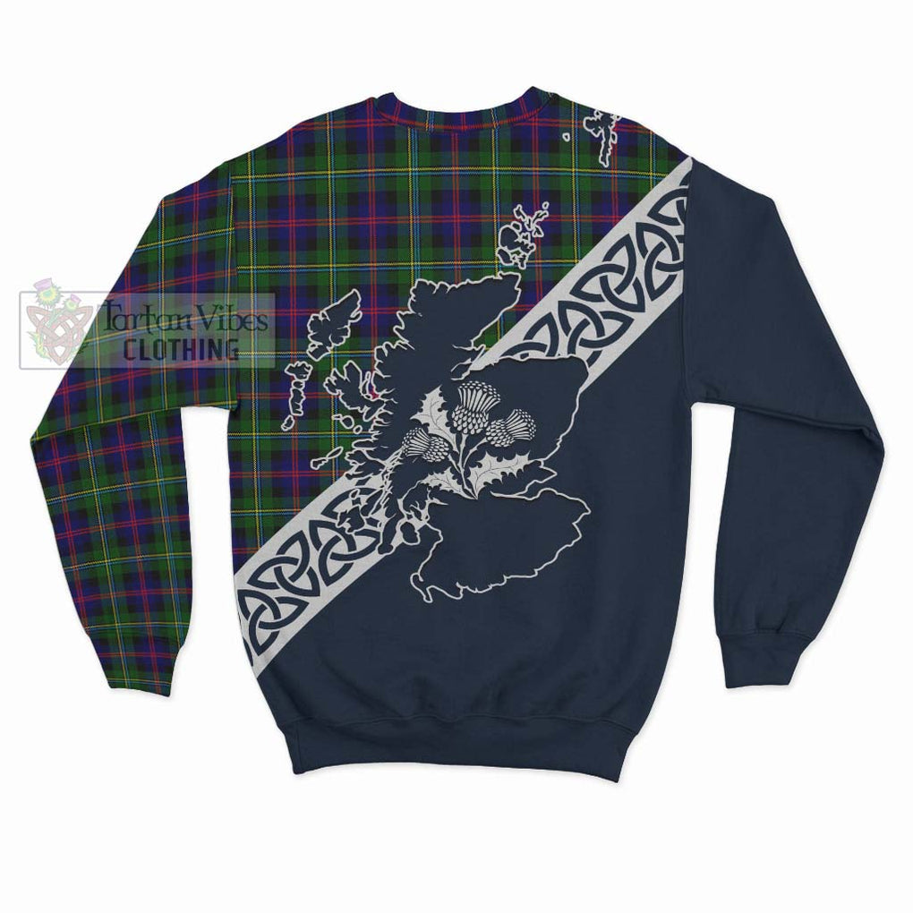 Tartan Vibes Clothing Malcolm Tartan Sweatshirt Featuring Thistle and Scotland Map