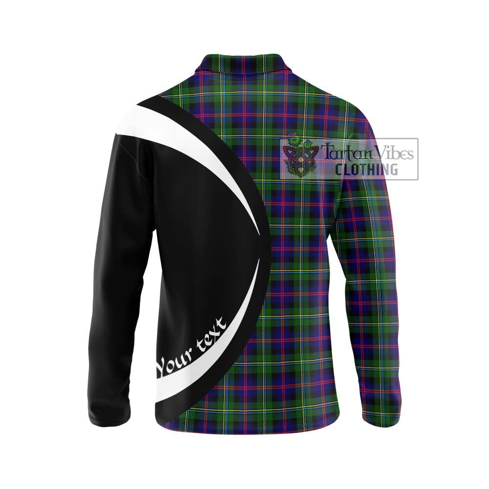 Malcolm Tartan Long Sleeve Polo Shirt with Family Crest Circle Style - Tartan Vibes Clothing