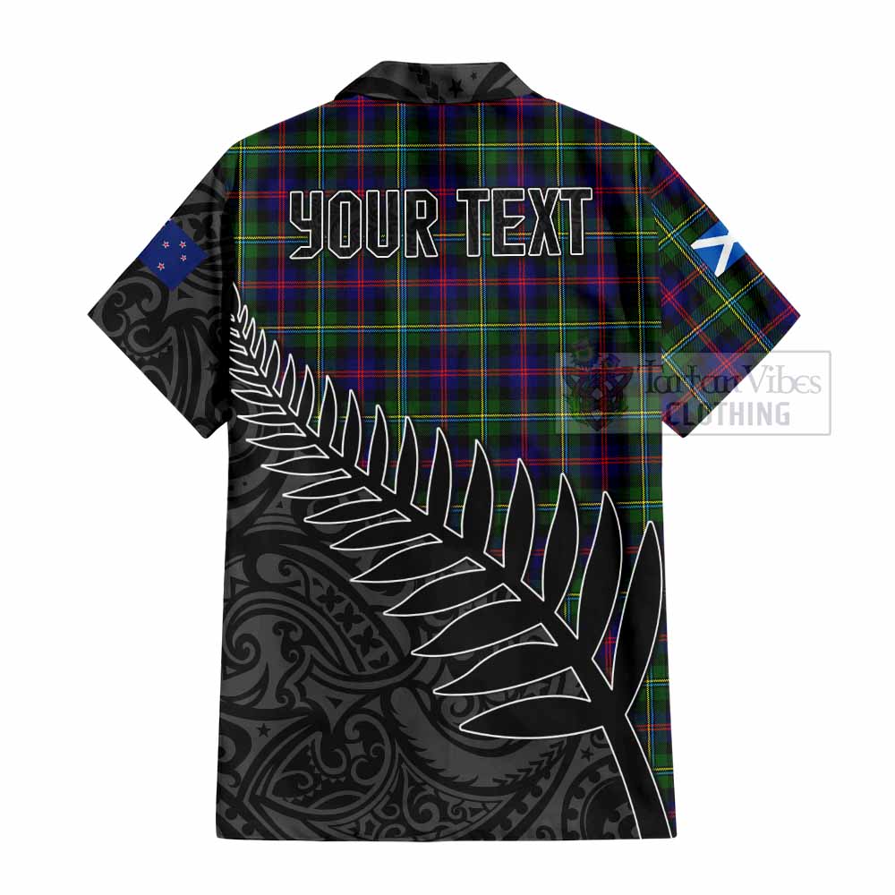 Tartan Vibes Clothing Malcolm Crest Tartan Short Sleeve Button Shirt with New Zealand Silver Fern Half Style