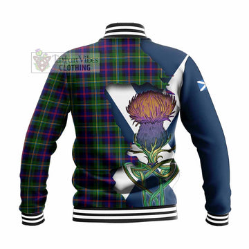 Malcolm Tartan Family Crest Baseball Jacket Scottish Thistle Celtic Inspired - Tartan Vibes Clothing