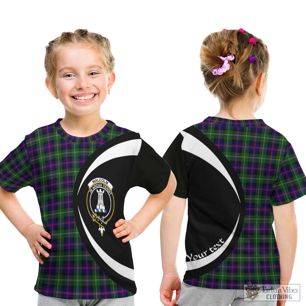Tartan Vibes Clothing Malcolm Tartan Kid T-Shirt with Family Crest Circle Style