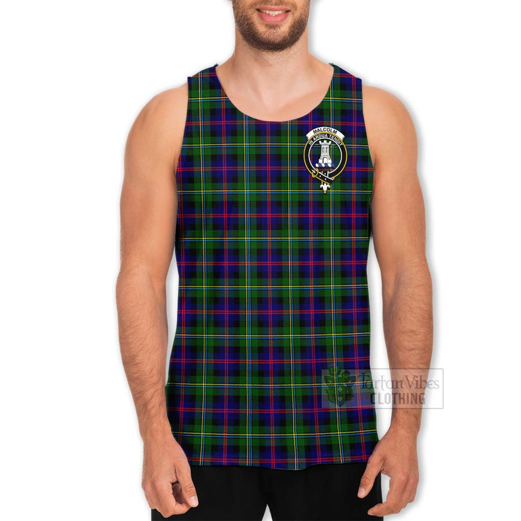 Tartan Vibes Clothing Malcolm Tartan Men's Tank Top with Family Crest and Bearded Skull Holding Bottles of Whiskey