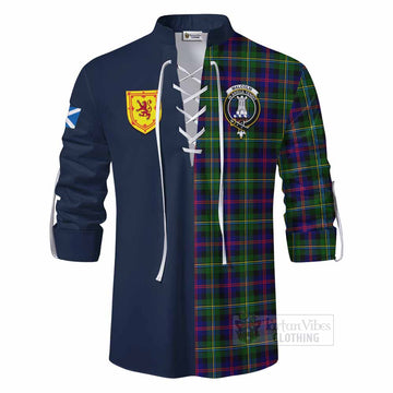 Malcolm Tartan Ghillie Kilt Shirt Alba with Scottish Lion Royal Arm Half Style