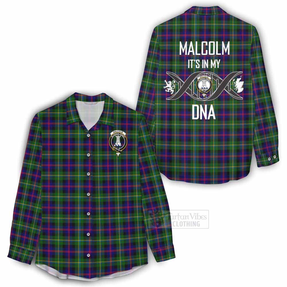 Tartan Vibes Clothing Malcolm Tartan Women's Casual Shirt with Family Crest DNA In Me Style