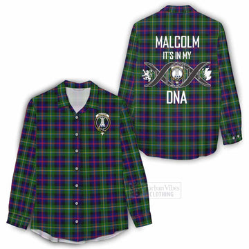 Malcolm Tartan Women's Casual Shirt with Family Crest DNA In Me Style