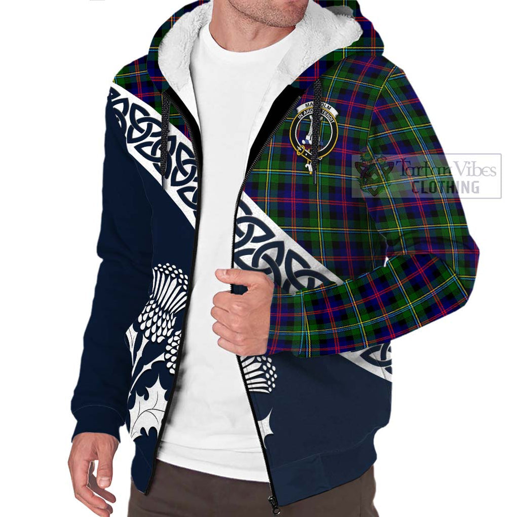 Tartan Vibes Clothing Malcolm Tartan Sherpa Hoodie Featuring Thistle and Scotland Map