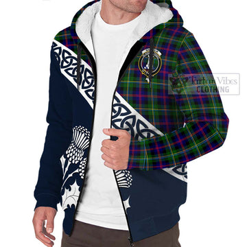 Malcolm Tartan Sherpa Hoodie Featuring Thistle and Scotland Map