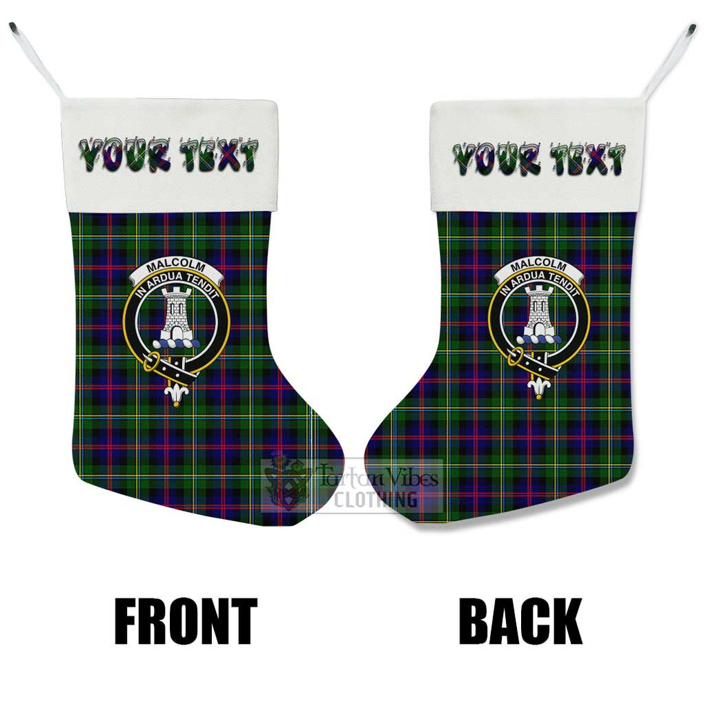 Tartan Vibes Clothing Malcolm Tartan Family Crest Christmas Stocking with Personalized Text