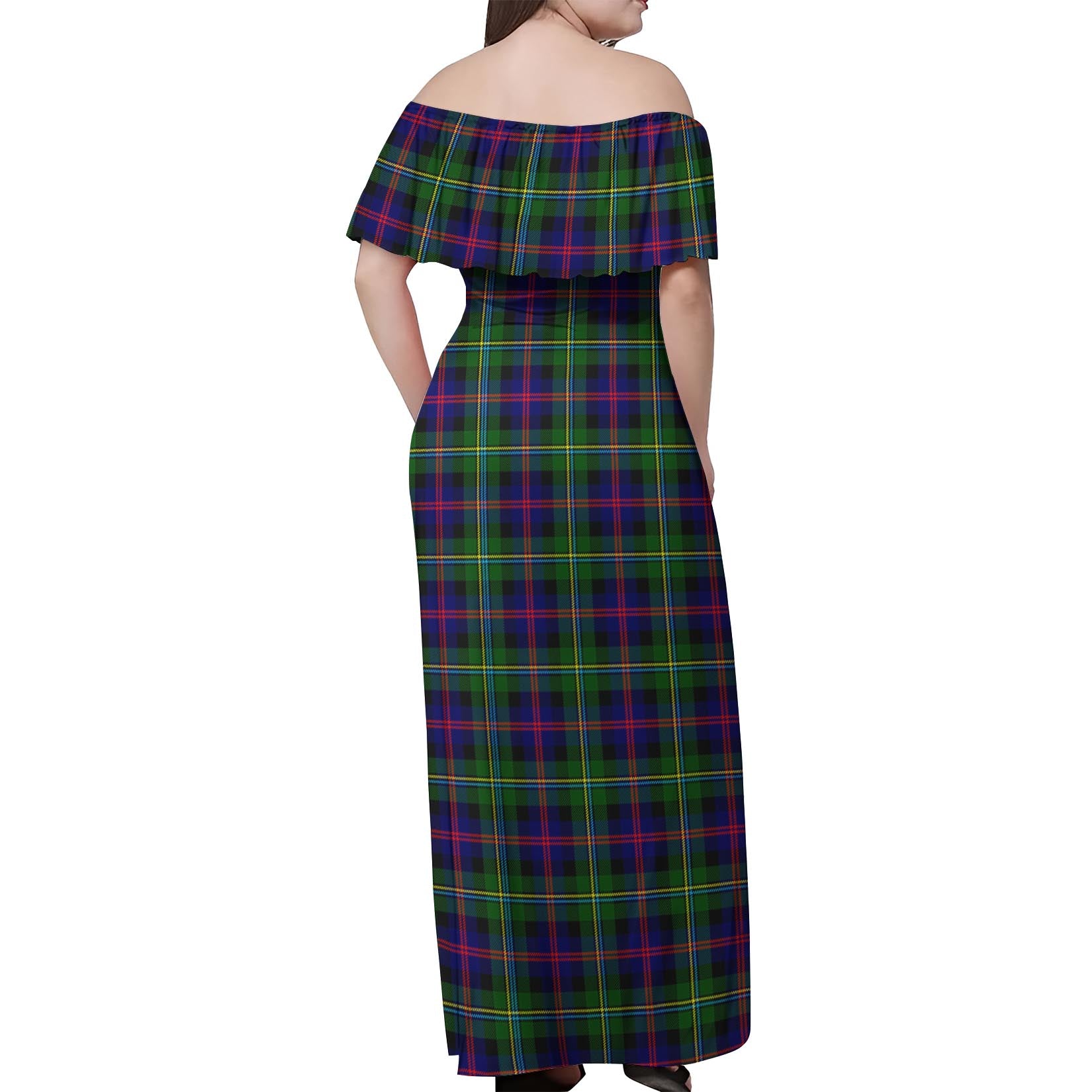 Malcolm Tartan Off Shoulder Long Dress - Tartanvibesclothing