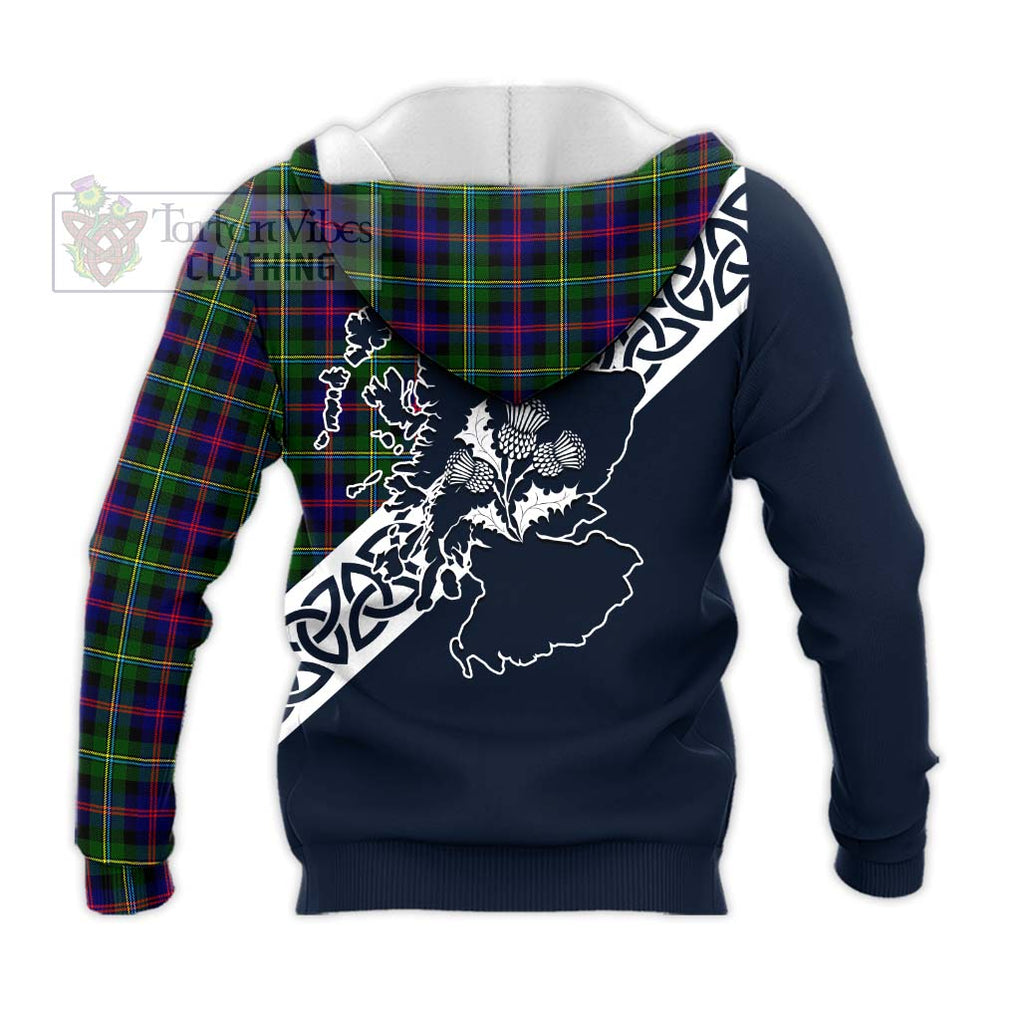 Tartan Vibes Clothing Malcolm Tartan Knitted Hoodie Featuring Thistle and Scotland Map