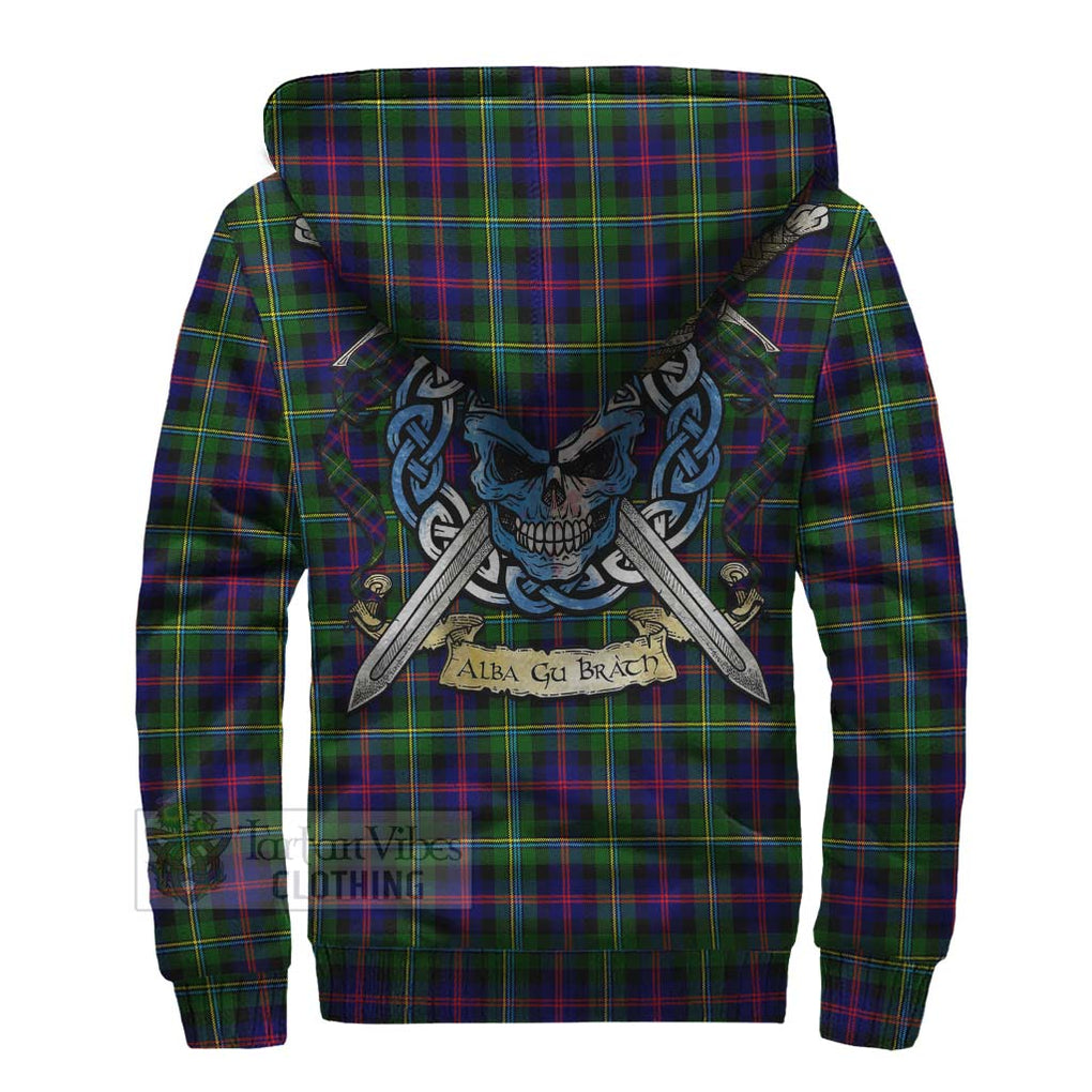 Tartan Vibes Clothing Malcolm Tartan Sherpa Hoodie with Family Crest Celtic Skull Style