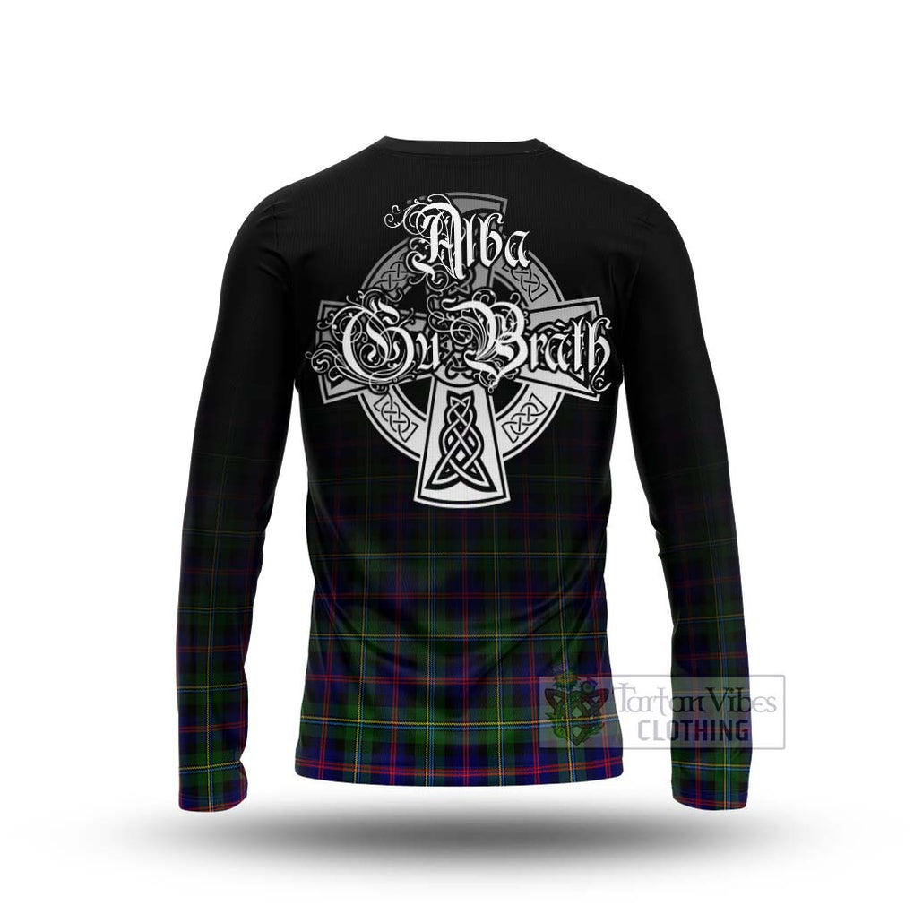 Tartan Vibes Clothing Malcolm Tartan Long Sleeve T-Shirt Featuring Alba Gu Brath Family Crest Celtic Inspired