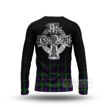 Malcolm Tartan Long Sleeve T-Shirt Featuring Alba Gu Brath Family Crest Celtic Inspired