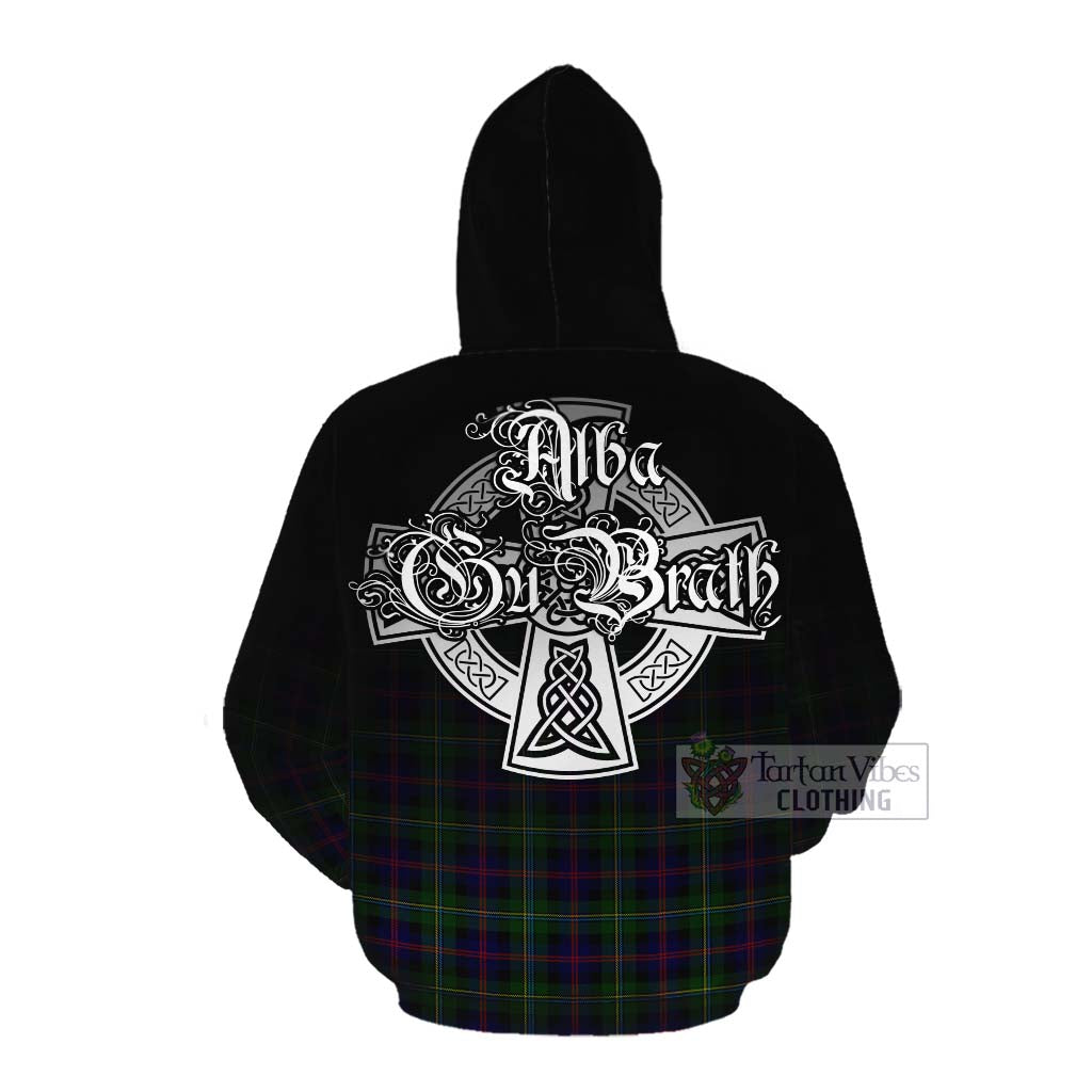 Tartan Vibes Clothing Malcolm Tartan Cotton Hoodie Featuring Alba Gu Brath Family Crest Celtic Inspired