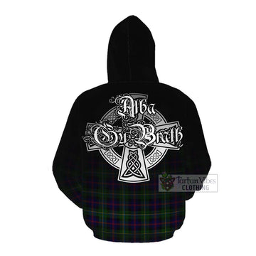 Malcolm Tartan Cotton Hoodie Featuring Alba Gu Brath Family Crest Celtic Inspired