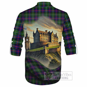 Malcolm Tartan Family Crest Ghillie Kilt Shirt with Scottish Ancient Castle Style - Tartan Vibes Clothing