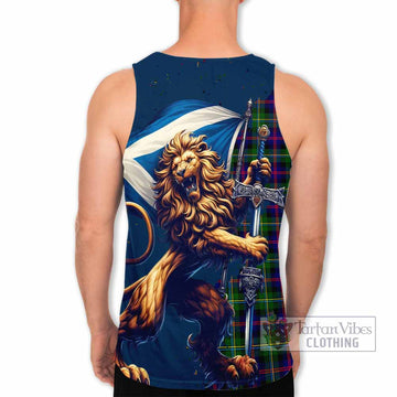 Malcolm Tartan Family Crest Men's Tank Top with Scottish Majestic Lion