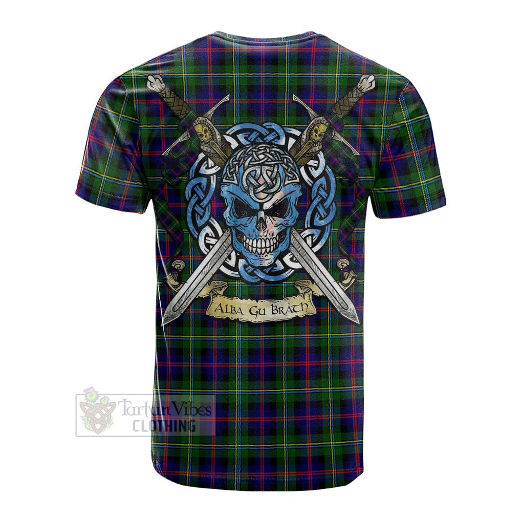 Tartan Vibes Clothing Malcolm Tartan Cotton T-shirt with Family Crest Celtic Skull Style