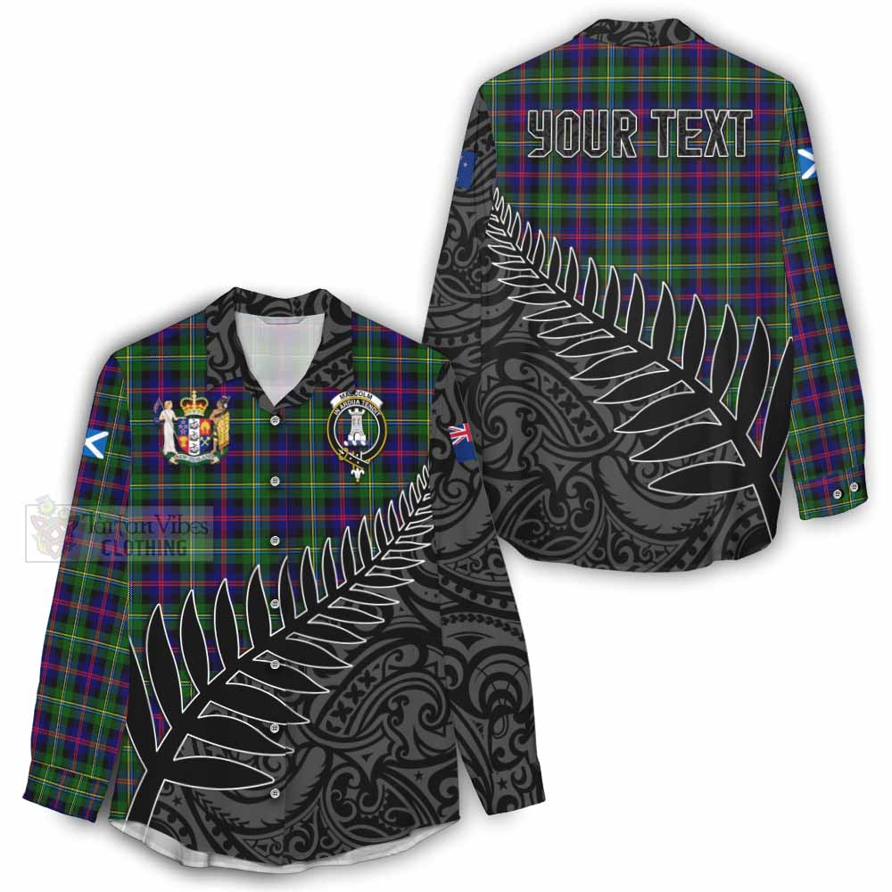 Tartan Vibes Clothing Malcolm Crest Tartan Women's Casual Shirt with New Zealand Silver Fern Half Style