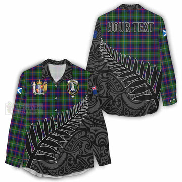 Malcolm Crest Tartan Women's Casual Shirt with New Zealand Silver Fern Half Style