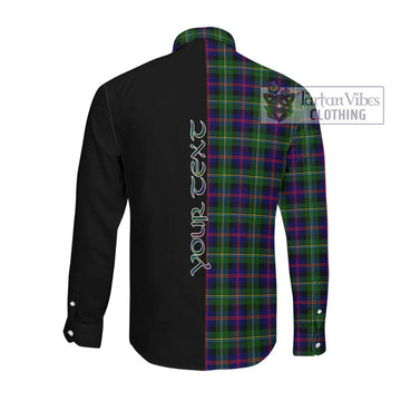 Malcolm Tartan Long Sleeve Button Shirt with Family Crest and Half Of Me Style