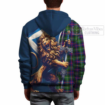 Malcolm Tartan Family Crest Hoodie with Scottish Majestic Lion