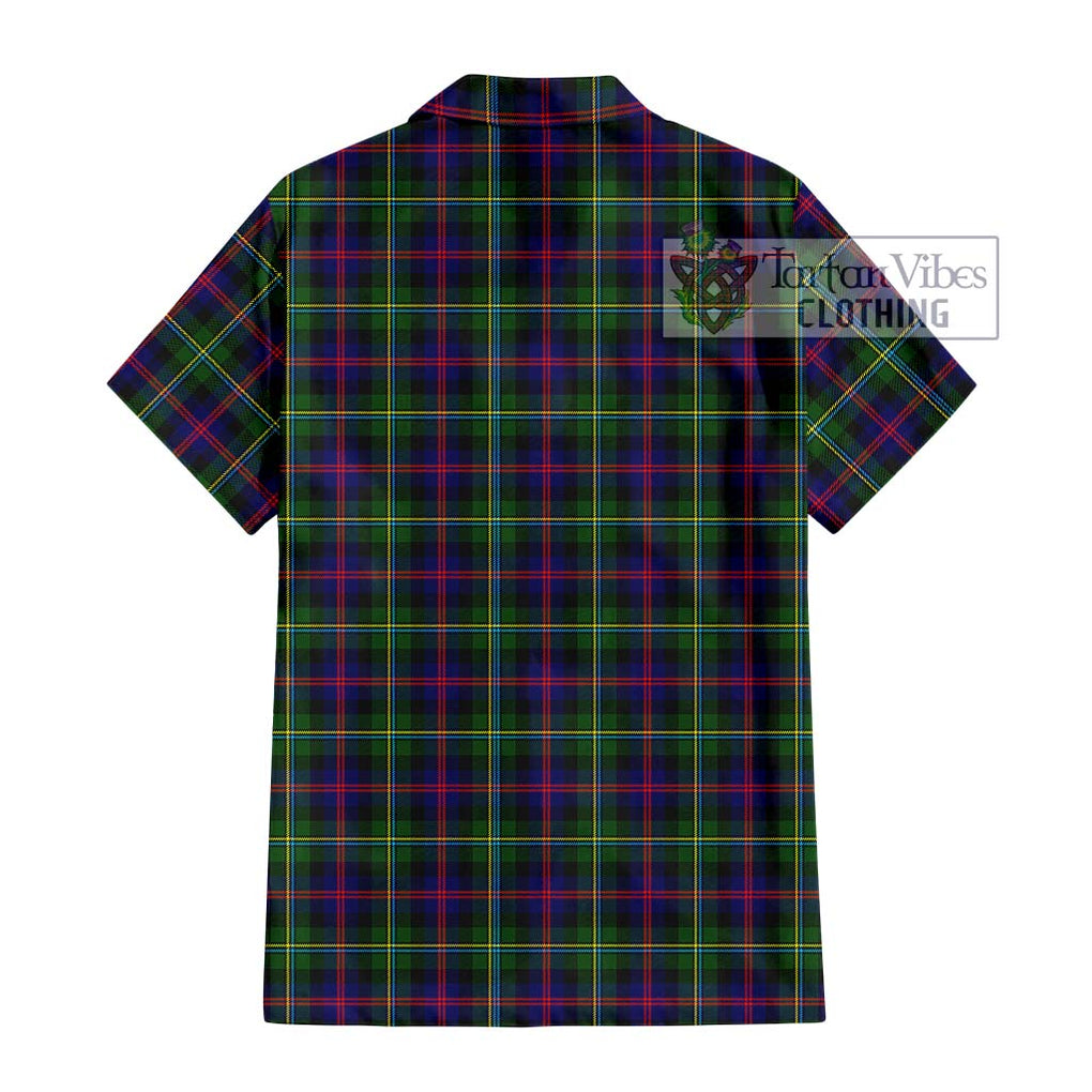 Malcolm Tartan Short Sleeve Button Shirt with Family Crest DNA In Me Style - Tartanvibesclothing Shop