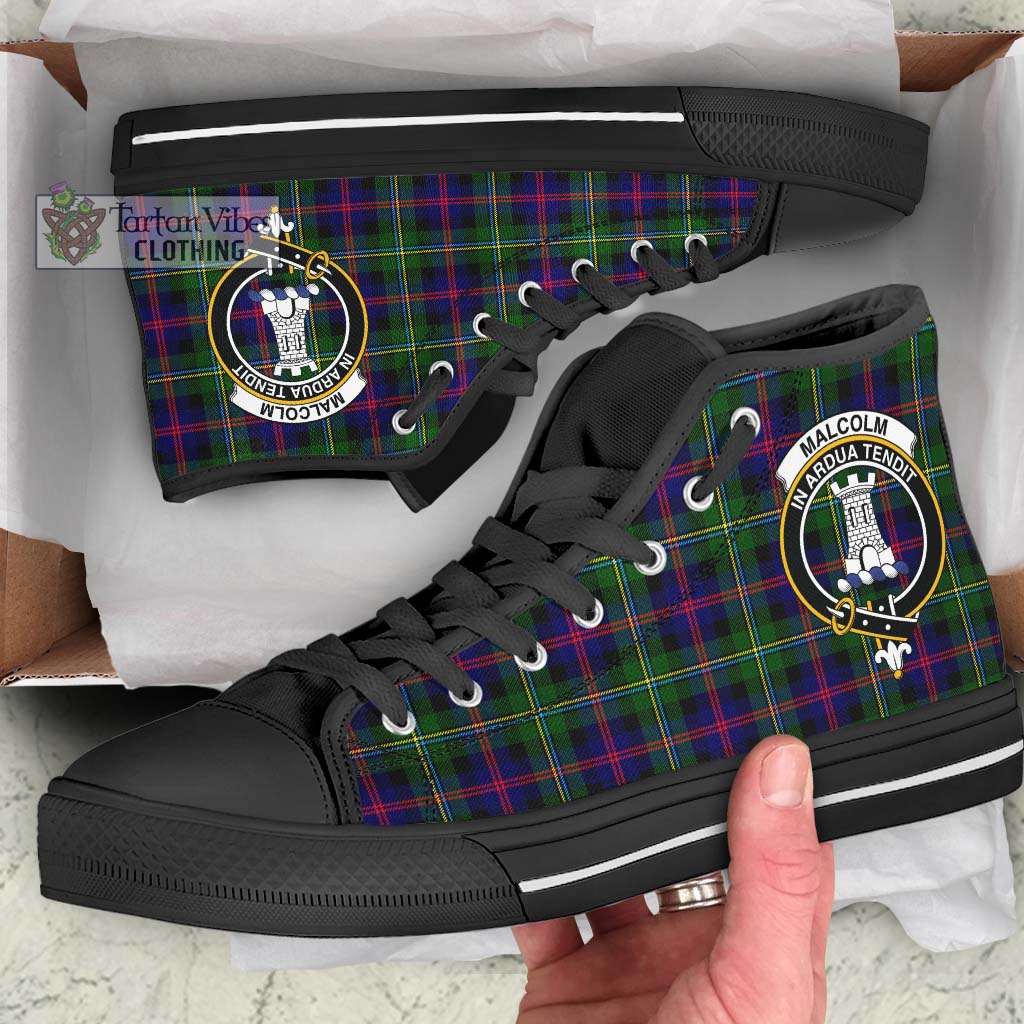 Tartan Vibes Clothing Malcolm Tartan High Top Shoes with Family Crest