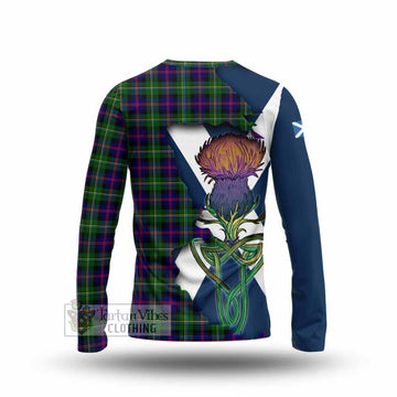 Malcolm Tartan Family Crest Long Sleeve T-Shirt Scottish Thistle Celtic Inspired - Tartan Vibes Clothing