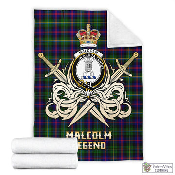 Malcolm Tartan Blanket with Clan Crest and the Golden Sword of Courageous Legacy