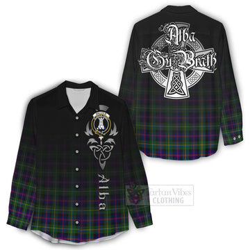 Malcolm Tartan Women's Casual Shirt Featuring Alba Gu Brath Family Crest Celtic Inspired