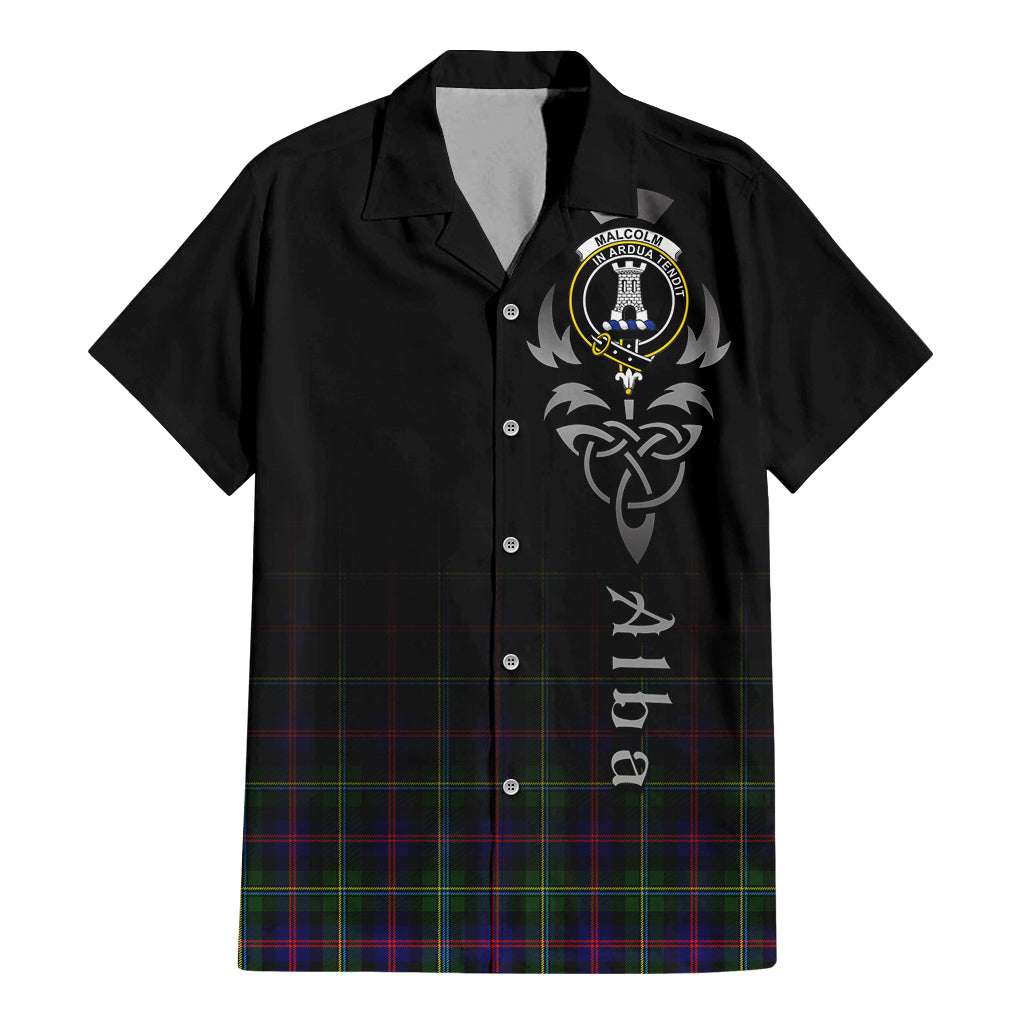 Tartan Vibes Clothing Malcolm Tartan Short Sleeve Button Up Featuring Alba Gu Brath Family Crest Celtic Inspired