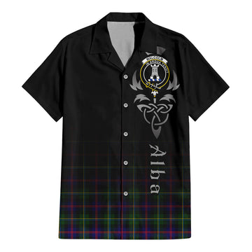 Malcolm Tartan Short Sleeve Button Up Featuring Alba Gu Brath Family Crest Celtic Inspired