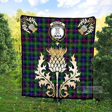 Malcolm Tartan Quilt with Family Crest and Golden Thistle Style