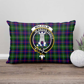 Malcolm Tartan Pillow Cover with Family Crest