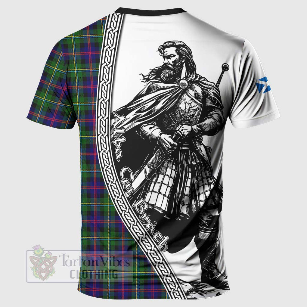 Tartan Vibes Clothing Malcolm Tartan Clan Crest T-Shirt with Highlander Warrior Celtic Style