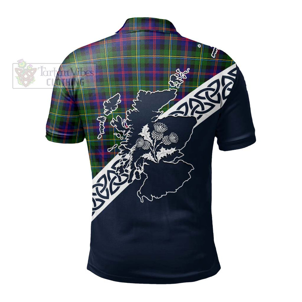 Malcolm Tartan Polo Shirt Featuring Thistle and Scotland Map