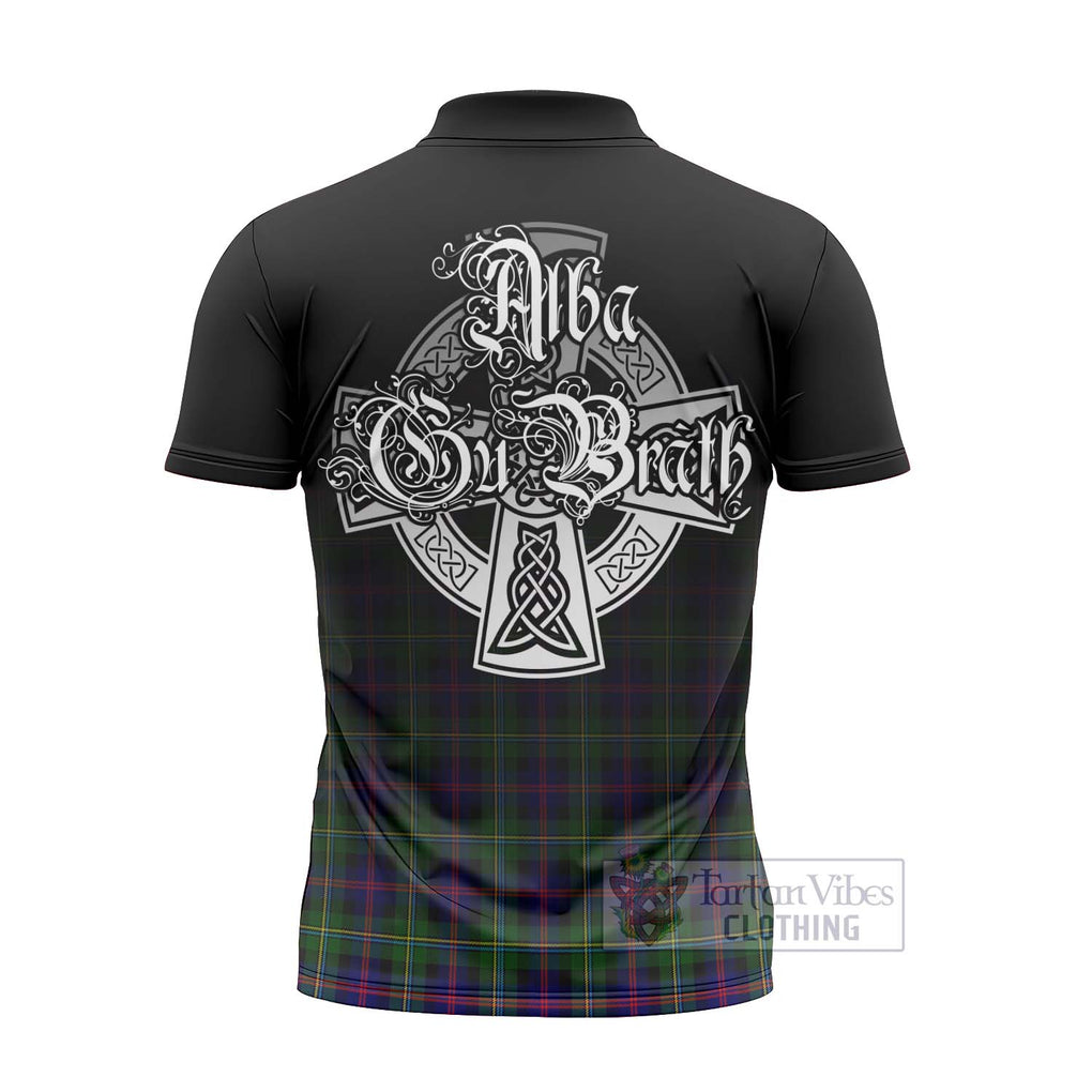 Tartan Vibes Clothing Malcolm Tartan Zipper Polo Shirt Featuring Alba Gu Brath Family Crest Celtic Inspired