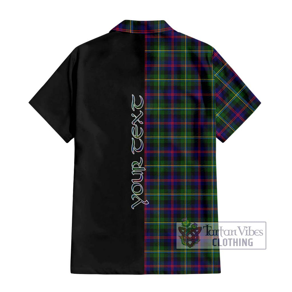 Malcolm Tartan Short Sleeve Button Shirt with Family Crest and Half Of Me Style - Tartanvibesclothing Shop