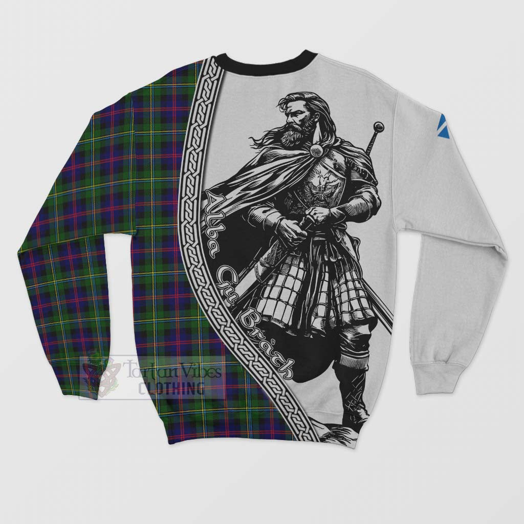 Tartan Vibes Clothing Malcolm Tartan Clan Crest Sweatshirt with Highlander Warrior Celtic Style