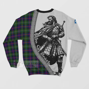 Malcolm Tartan Clan Crest Sweatshirt with Highlander Warrior Celtic Style