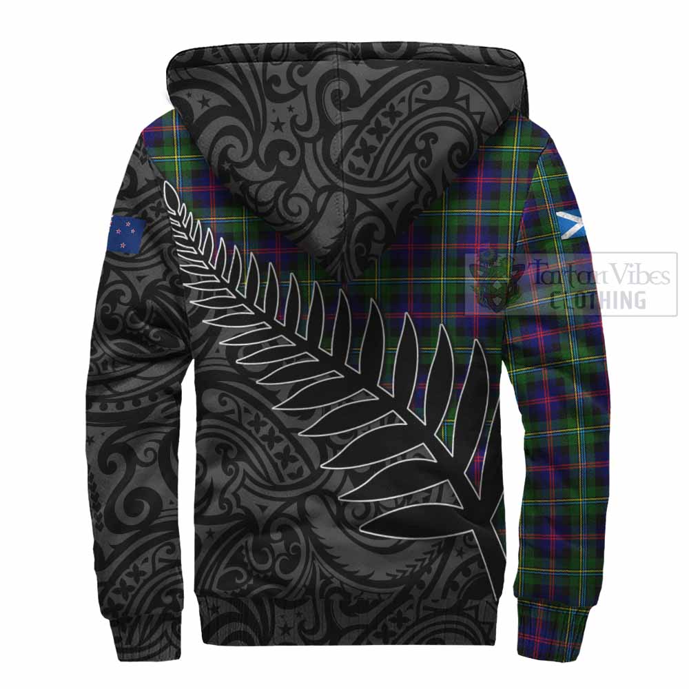 Tartan Vibes Clothing Malcolm Crest Tartan Sherpa Hoodie with New Zealand Silver Fern Half Style